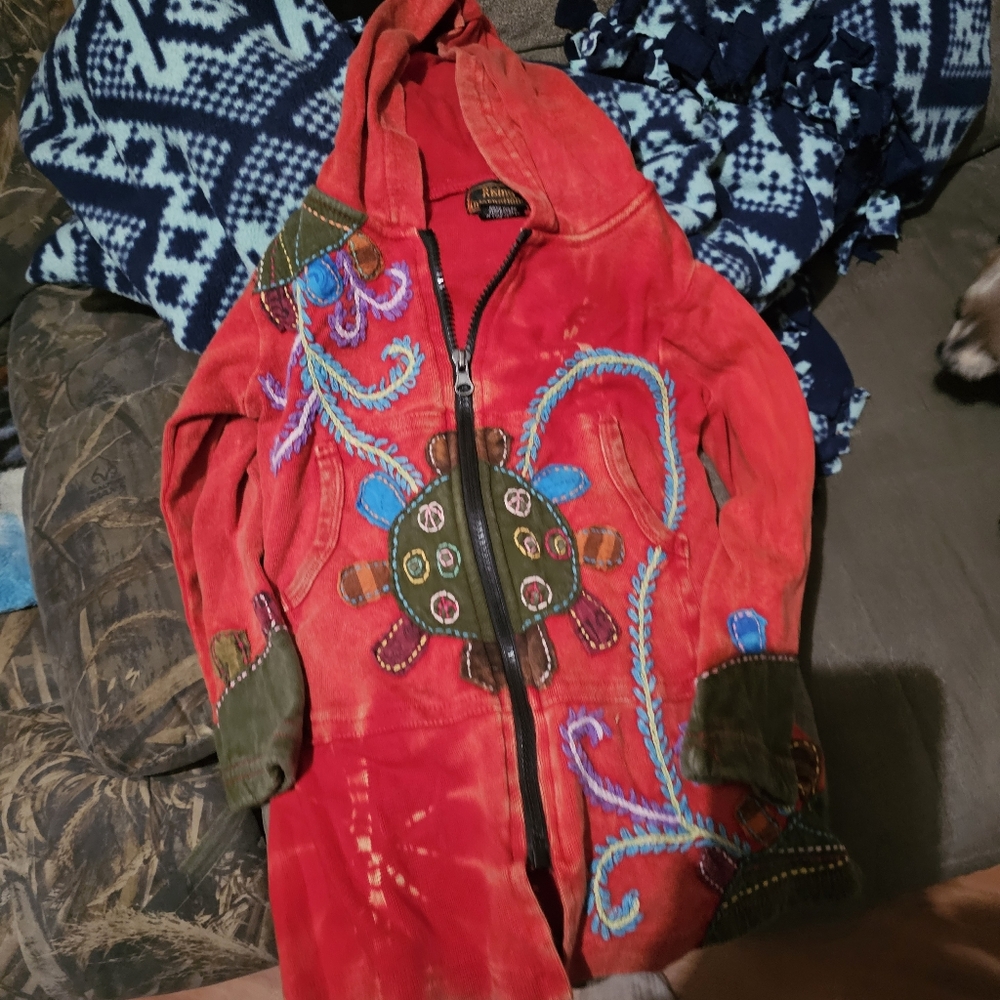 Rising International Colorful Embroidered Jacket with Ladybug Design 4t